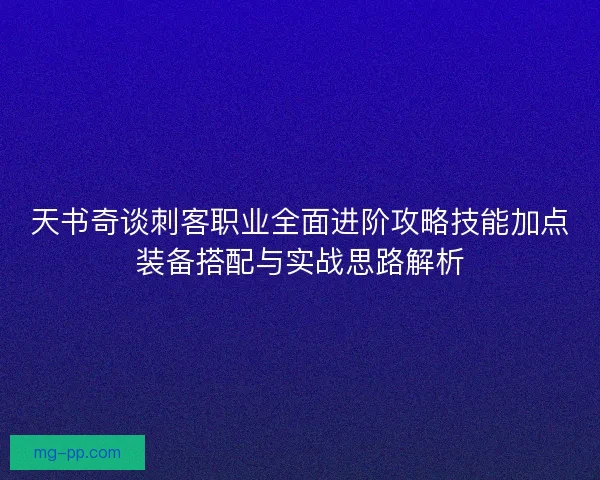 天书奇谈刺客职业全面进阶攻略技能加点装备搭配与实战思路解析
