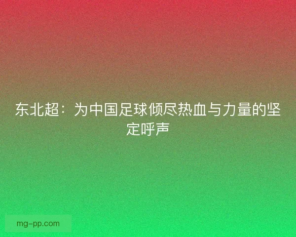 东北超:为中国足球倾尽热血与力量的坚定呼声 东北超:为中国足球倾尽热血与力量的坚定呼声